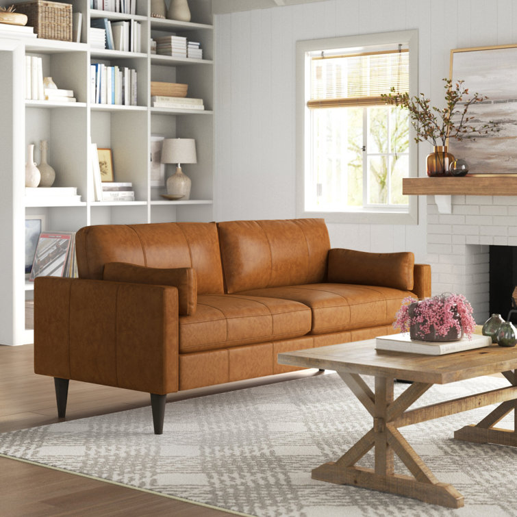 Sand & Stable Gaia 81'' Genuine Leather Square Arm Sofa & Reviews Wayfair